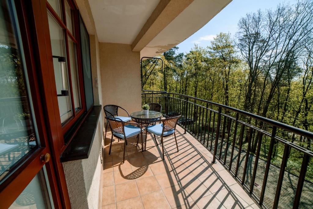 Balkón alebo terasa v ubytovaní Apartament ,,Cesarski Dwór”