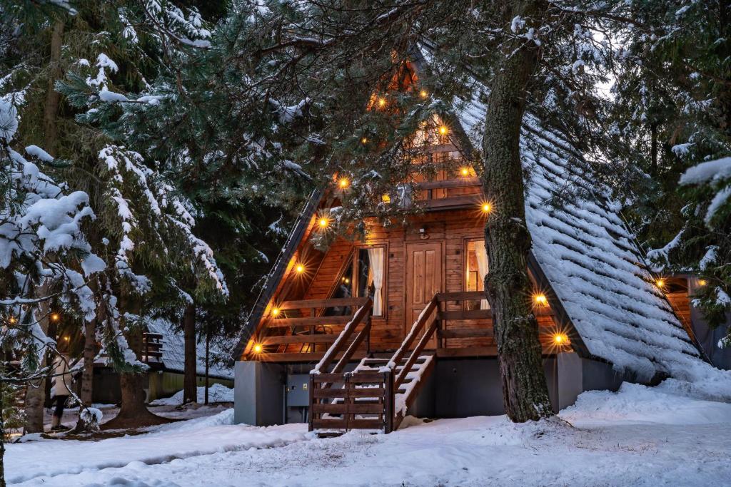 Leśna Sielanka domek z jacuzzi w lesie pod Górą Szczebel RELAX I SPORT v zimě