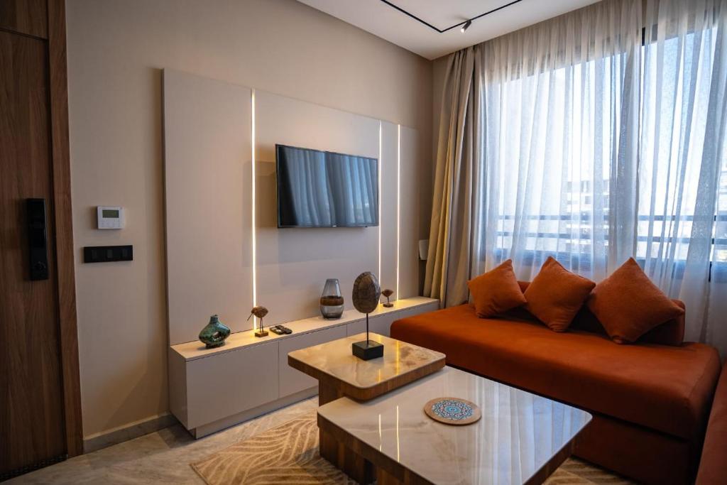 Μια τηλεόραση ή/και κέντρο ψυχαγωγίας στο Luxury studio with terrace