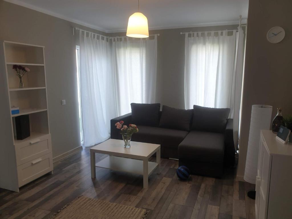 a living room with a couch and a coffee table at MCD Apartment Central in Craiova