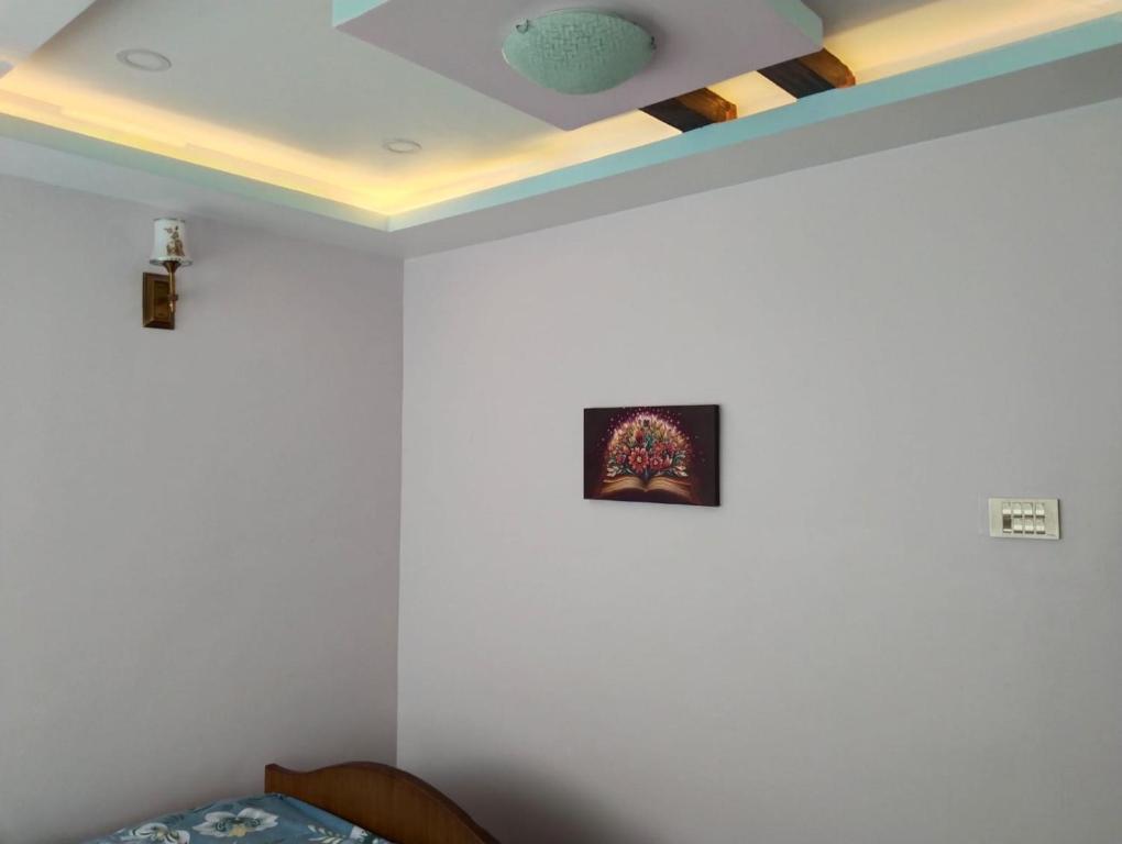 Habitación con techo con una foto en la pared en 2Bed Room Private Apartment, en Bākhri Kharka