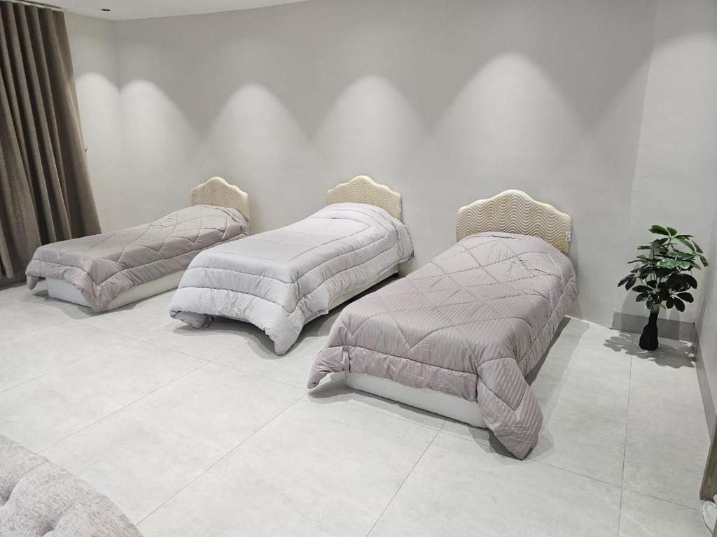 尼兹瓦Alwadi view شرفة الوادي的客房内的2张床和枕头