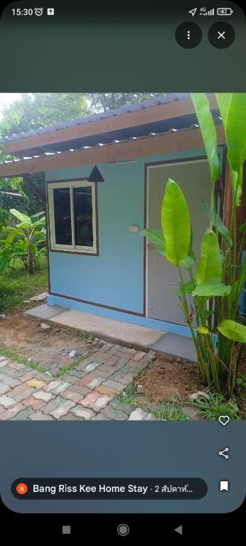 a small blue house with a plant in front of it at Bang Riss kee Home Stay4 in Ko Yao Noi