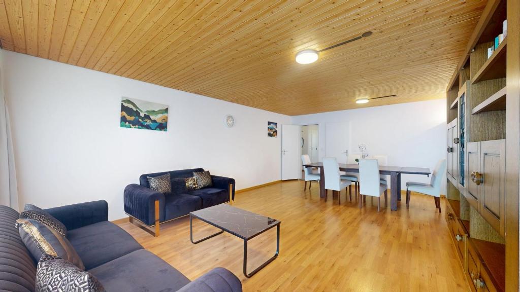 Posezení v ubytování Helle 2 Schlafzimmer Wohnung in Davos - grosszügig, zentral und ruhig gelegen