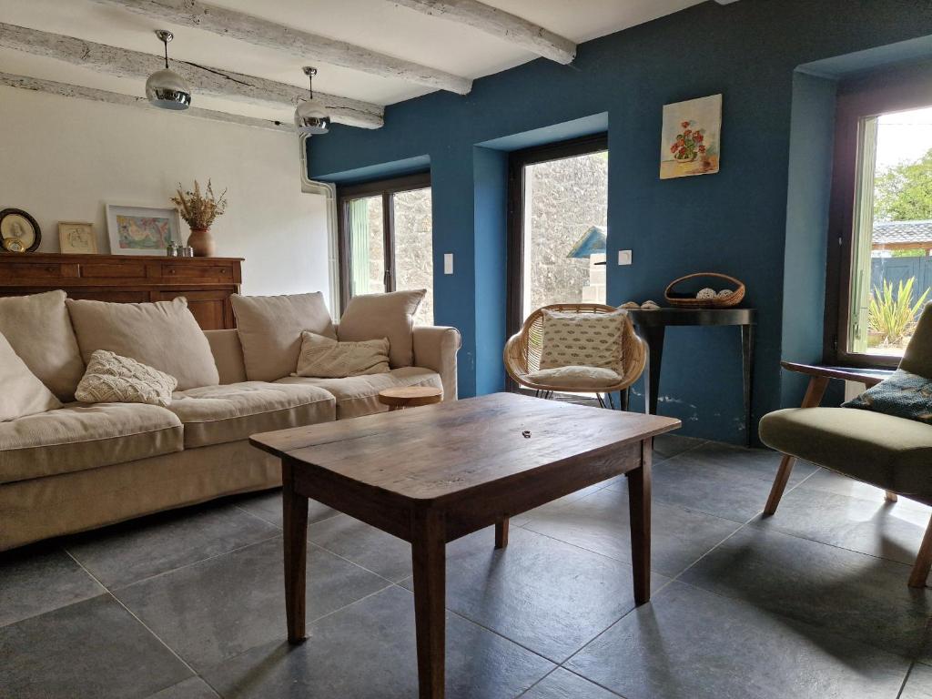 Χώρος καθιστικού στο Gite de la Borie