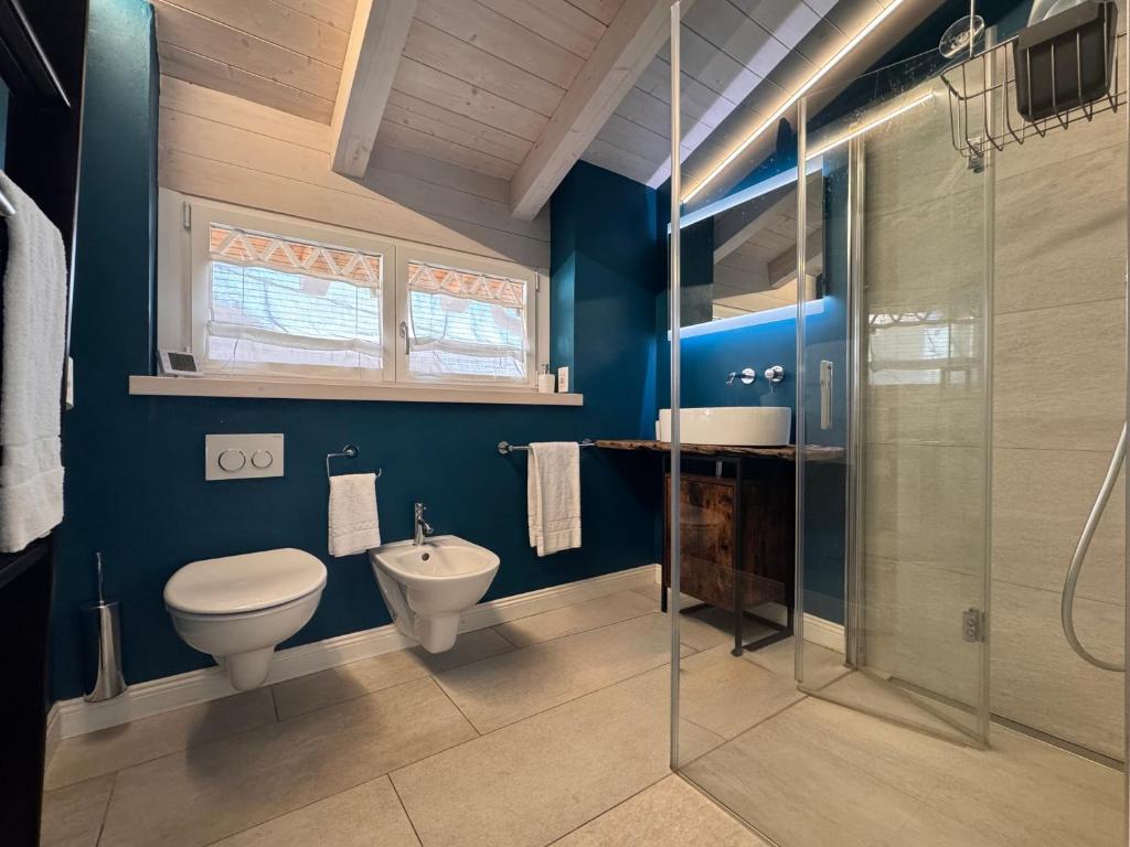 ColazzaApartment Gisa with Private Pool的浴室里有马桶、洗手池和淋浴。