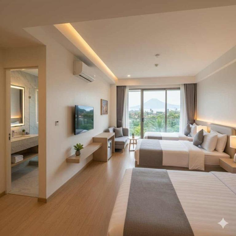 Postel nebo postele na pokoji v ubytování Skylight Suites