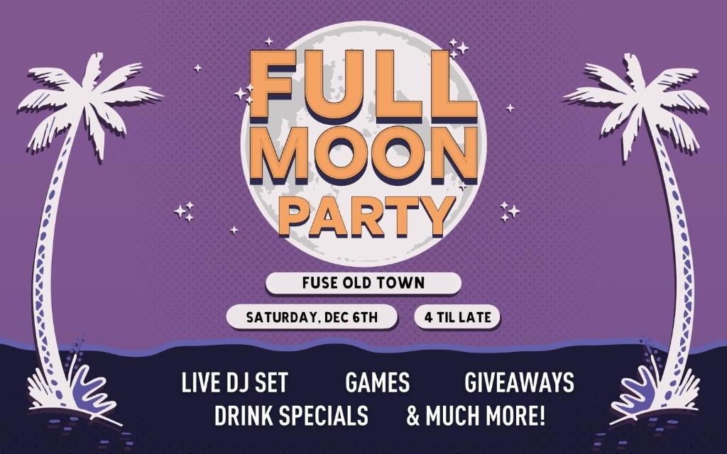 ein Flyer für eine Vollmond-Party mit Palmen in der Unterkunft Fuse Old Town Hoi An in Hoi An