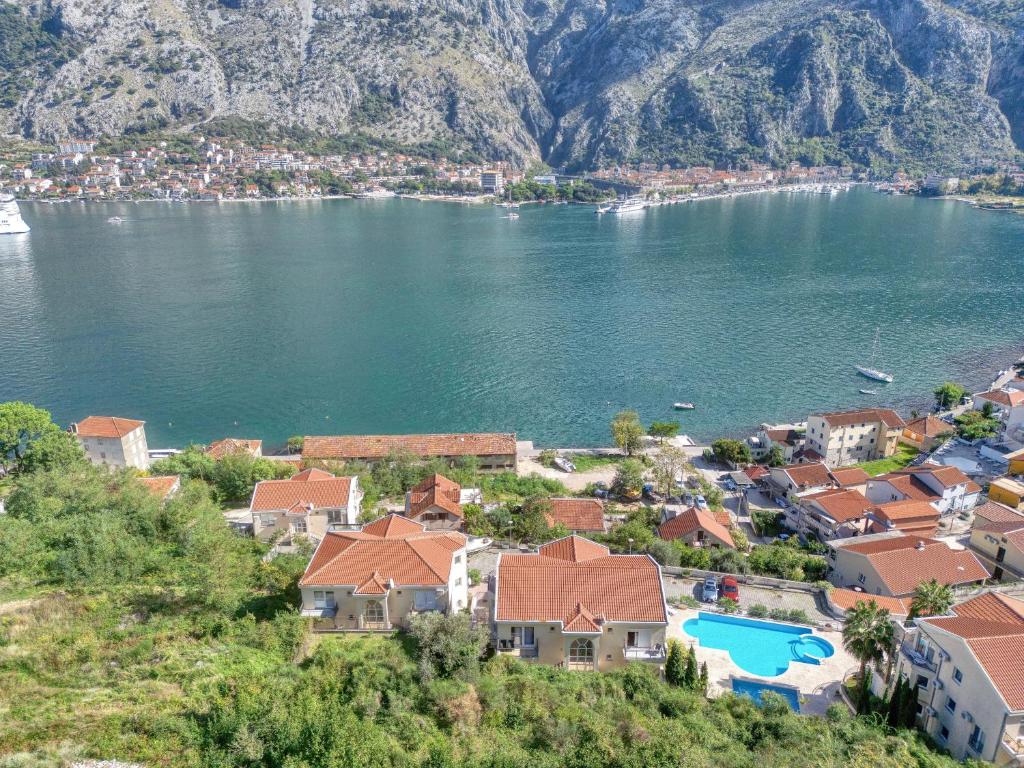 an aerial view of a resort and a lake at Kotor Vista Seaview 2 apartment by MN Property in Muo