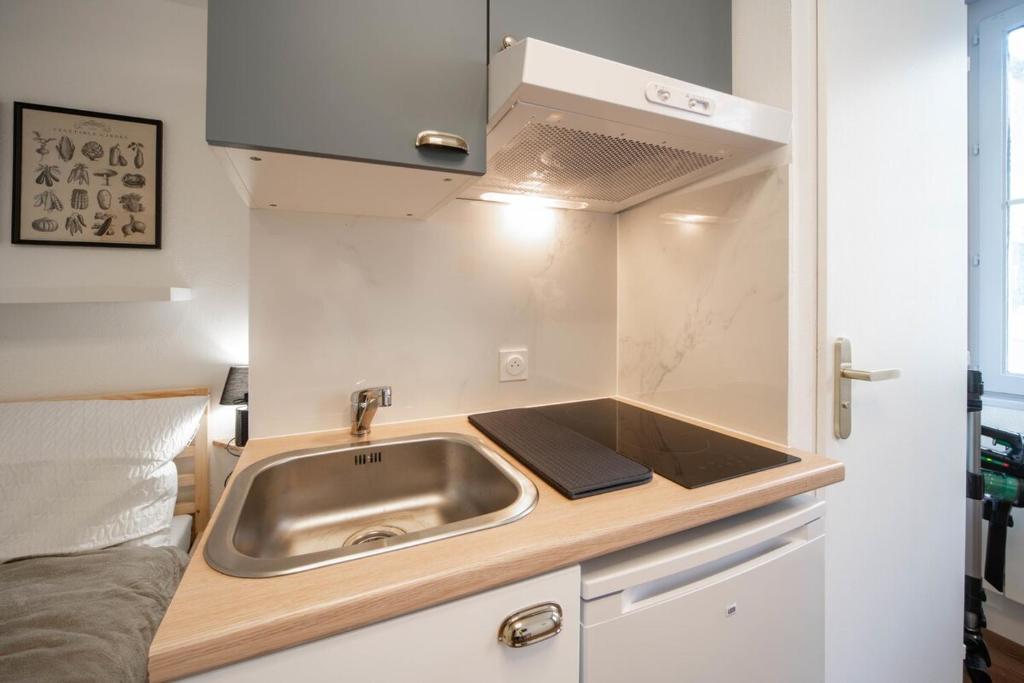 Η κουζίνα ή μικρή κουζίνα στο Boucicaut Green Studio