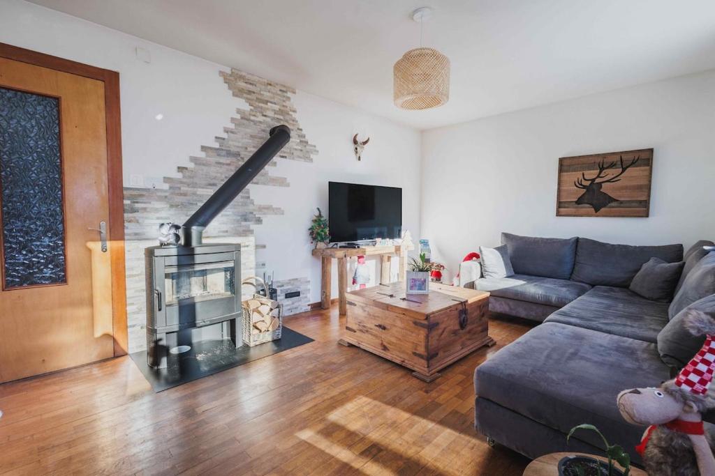 TV a/nebo společenská místnost v ubytování Maison 3 étoiles entre Pistes et Centre-Ville, Billiard, Ping-Pong, PS3, Cheminée, BBQ, Animaux admis