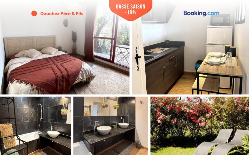 Ένα ή περισσότερα κρεβάτια σε δωμάτιο στο Studio 2 pers - Jardin - Proche Arles Centre