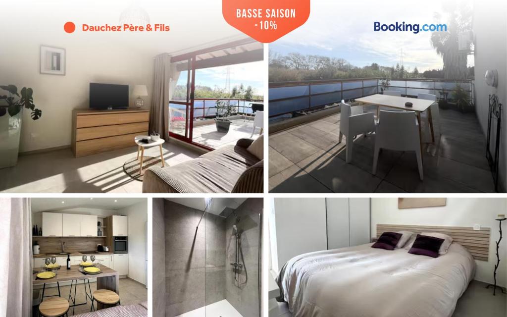 En eller flere senge i et værelse på F2 4 pers - Clim - Parking - SPA - 10min Arles