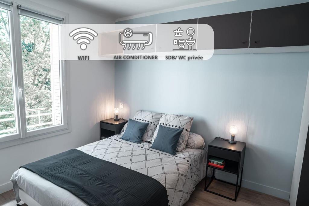 Postel nebo postele na pokoji v ubytování Le joyau de Belledonne