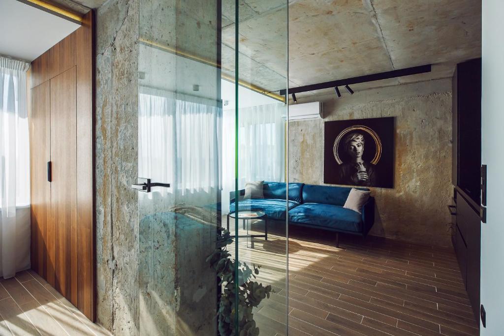 Χώρος καθιστικού στο Sloboda Park Loft - 26th Floor - Panoramic View, Kyiv