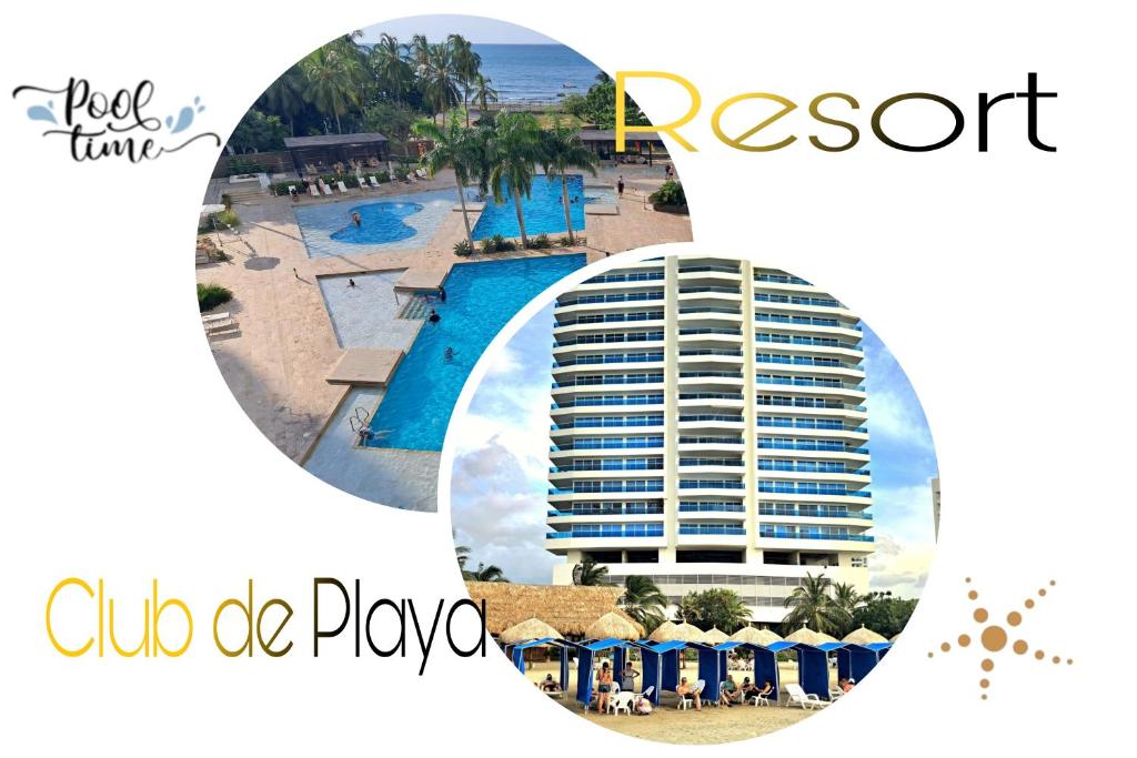 a collage of a resort and a pool at Reserva del Mar Resort Club de Playa in Santa Marta