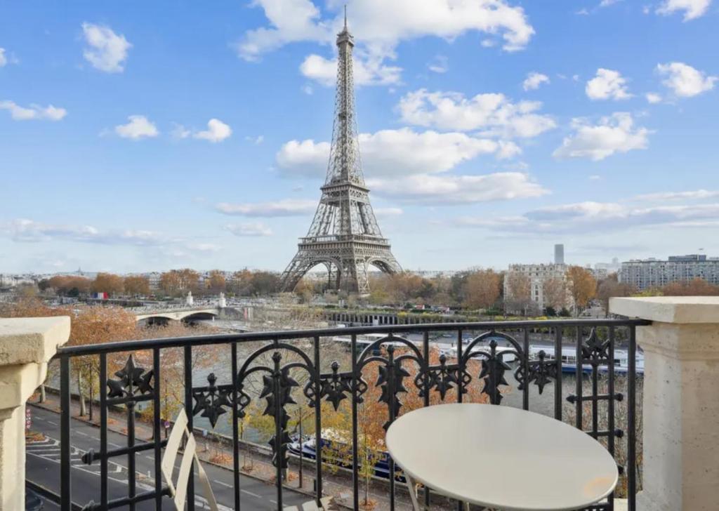 View on Eiffel Tower Seine and Main Monuments
