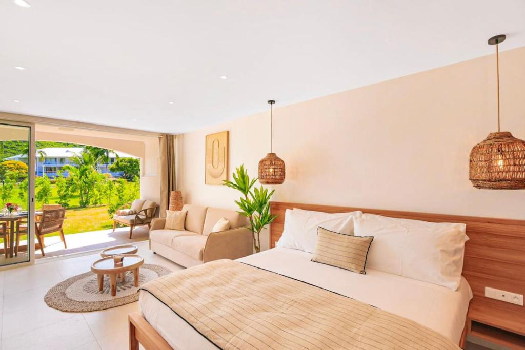 Χώρος καθιστικού στο Cosy bay studio peaceful stay near the beach