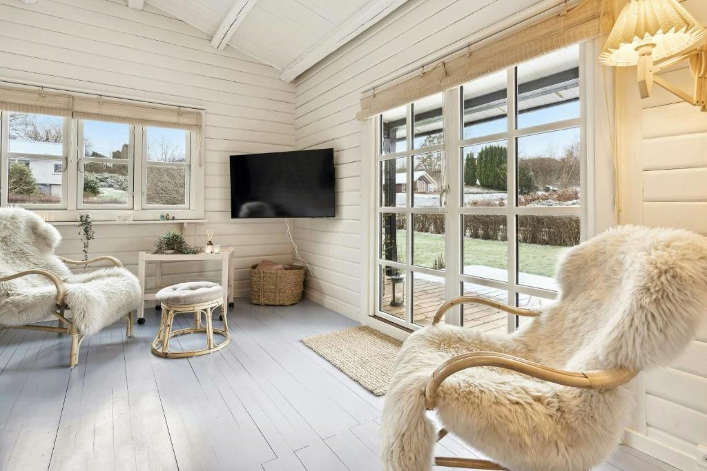 Μια τηλεόραση ή/και κέντρο ψυχαγωγίας στο Comfortable Summer House In Aabenraa