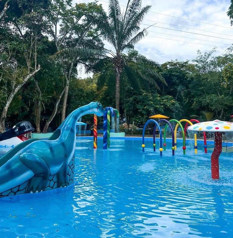 a pool with a water park with a water slide at Hotel Pousada Vila da Natureza in Maceió