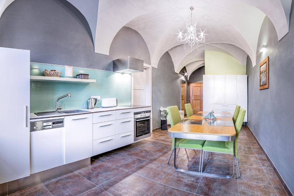Kuchyň nebo kuchyňský kout v ubytování Apartmany Chornitzeruv dum