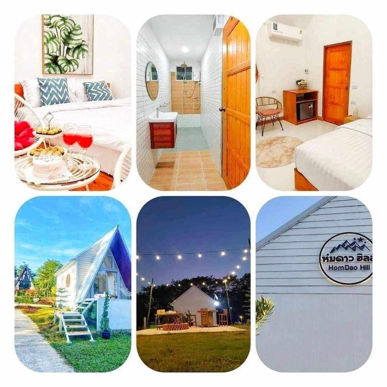 Amphoe Chiang Khanห่มดาวฮิลล์的一栋房子的不同图片的拼贴画