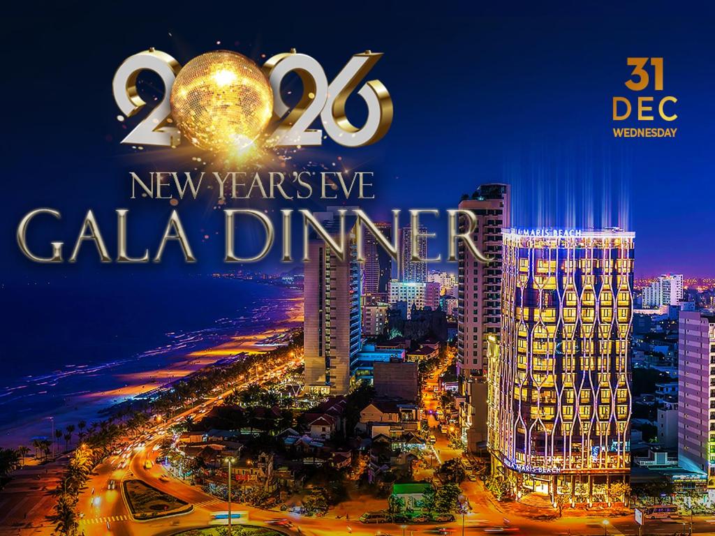 a sign that reads new years eve cala drummer at Stella Maris Beach Danang in Da Nang