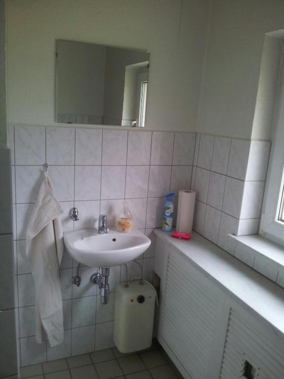 Koupelna v ubytování Monteurzimmer Siebenlehn