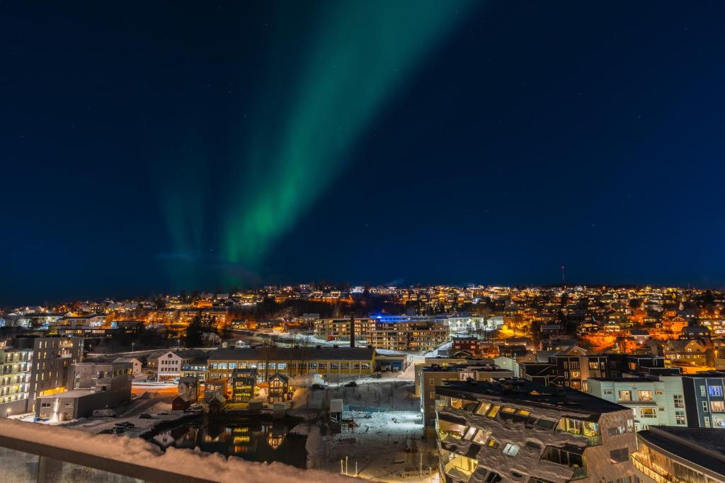 Illustration of Luxury Scandinavian Penthouse Apartment With Northern Lights View
