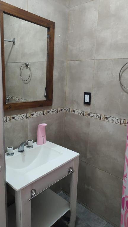 a bathroom with a sink and a mirror at Casa Marty 2 in Ezeiza