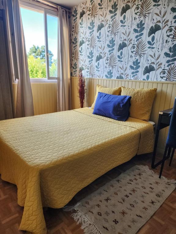 Un pat sau paturi într-o cameră la Chambre dans Spacieux appartement