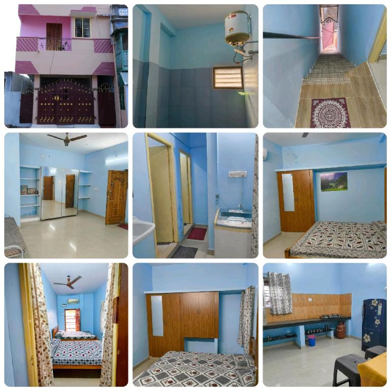 a collage of four pictures of different rooms at KHS Keshav-U in Ambāsamudram