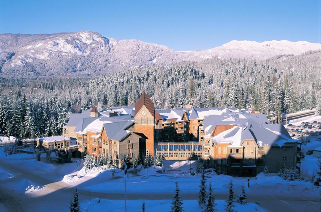 an aerial view of a lodge in the snow at Hilton Grand Vacations Club Whistler in Whistler
