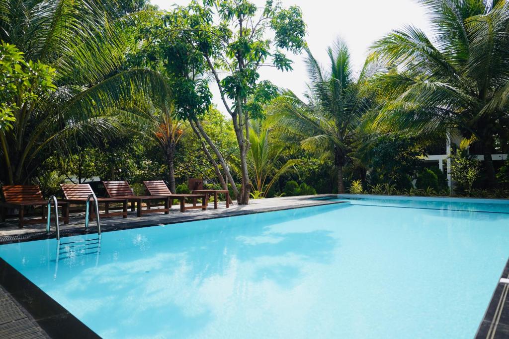 Piscina de la sau aproape de Manike Lodge Habarana