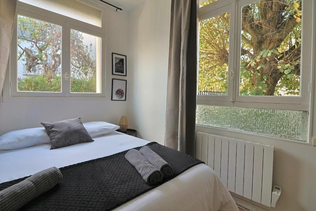 Postel nebo postele na pokoji v ubytování SC1 - Studio au RDC - Résidence Casino du Lac