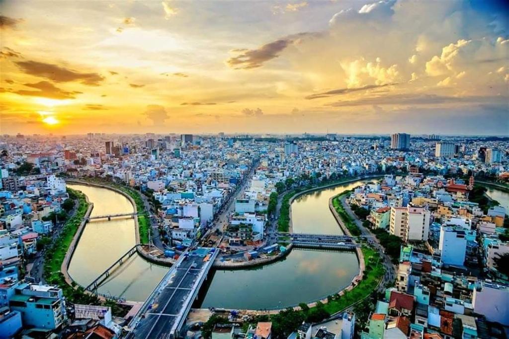 Γενική άποψη της πόλης Πόλη Χο Τσι Μινχ ή θέα της πόλης από  αυτό το ξενοδοχείο