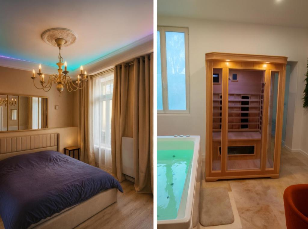 Ένα ή περισσότερα κρεβάτια σε δωμάτιο στο T2 Cosy Spa & Sauna