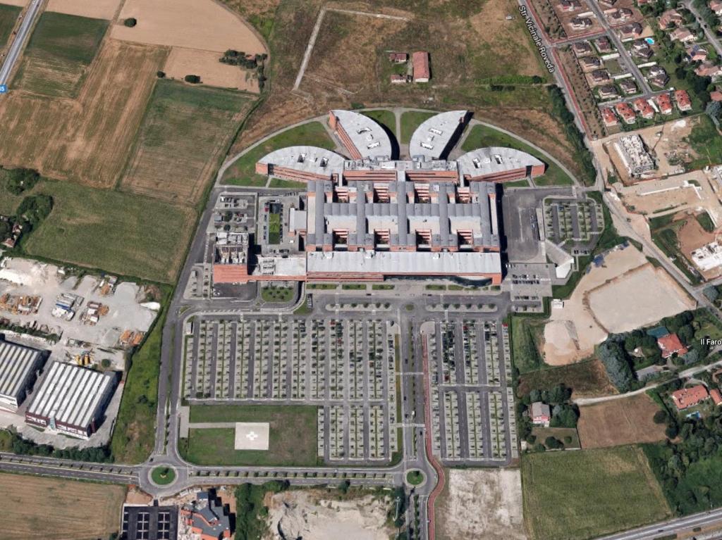 an aerial view of a city with buildings at Casa Margherita in Vimercate