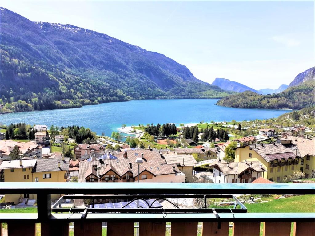 a view of a town next to a lake at Villa Primula in Molveno