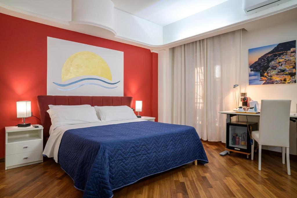 Una cama o camas en una habitación de B&B Amalfi Coast Salerno