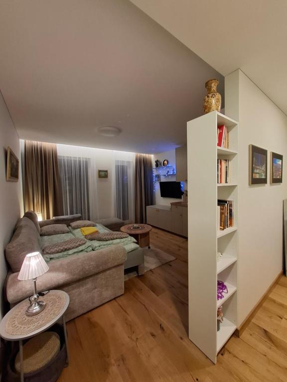 Un televizor și/sau centru de divertisment la Ievos apartamentai