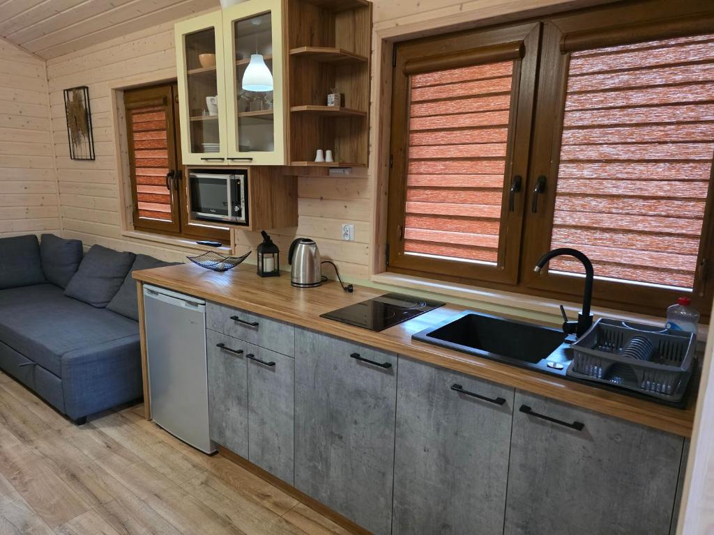 Køkken eller tekøkken på WYPOCZYWANKO w BORSKU domek 42