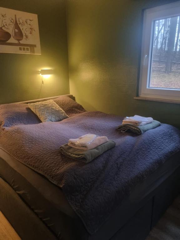 Postel nebo postele na pokoji v ubytování Ferienhaus mit Privatsauna