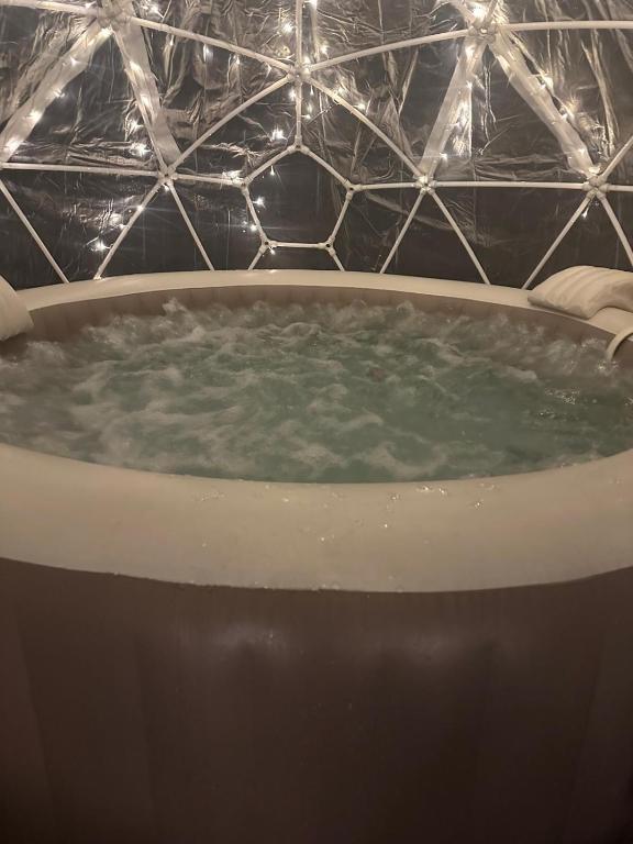 a bath tub filled with lots of green water at Casale di Anna in Piea