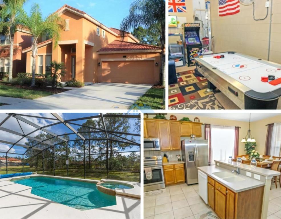 a collage of pictures of a house and a pool at Watersong Sunbreeze Villa in Davenport