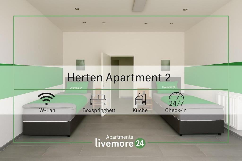 Livemore24 - Apartment 2 in Herten 24-7 Check-In في هيرتين: مخطط شقة مطبخ مع طاولة
