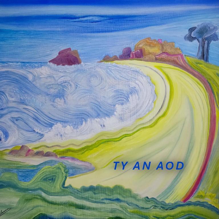 an oil painting of a beach with a wave at Gîte Ty an Aod - 3 étoiles in Plougrescant