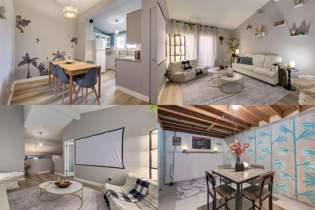 two images of a living room and a living room at Casablanca - 3 BR Family & Game Haven in Calgary