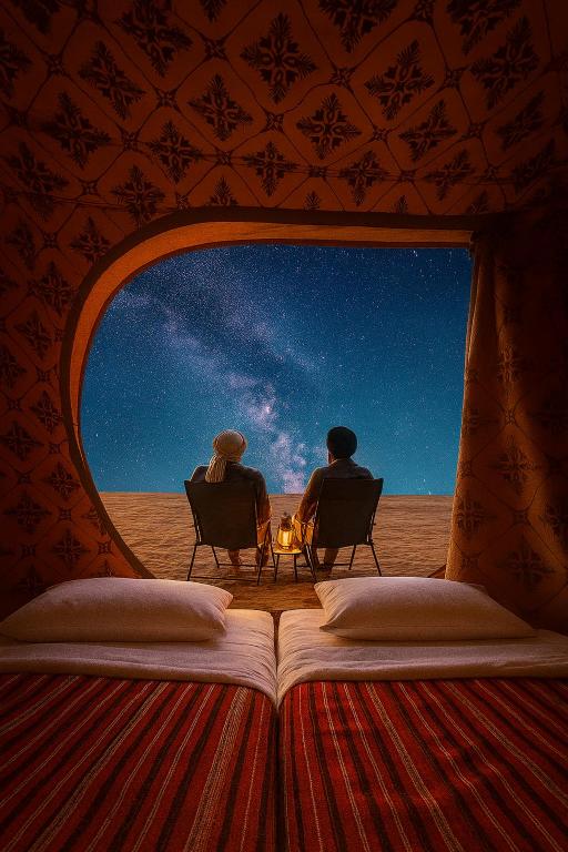 Postel nebo postele na pokoji v ubytování private desert camping