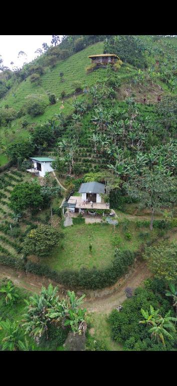 an aerial view of a house on a hill at Montecafé Jardín in Jardin